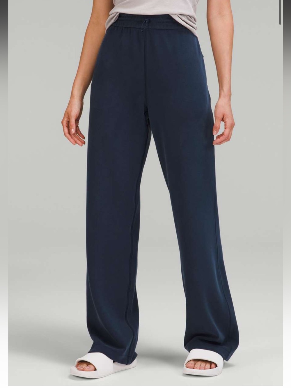 Lululemon Softstreme High-Rise Pants True Navy pockets wide straight leg